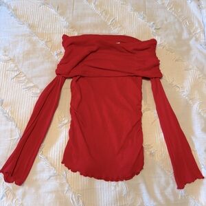 Red off the shoulder fold top